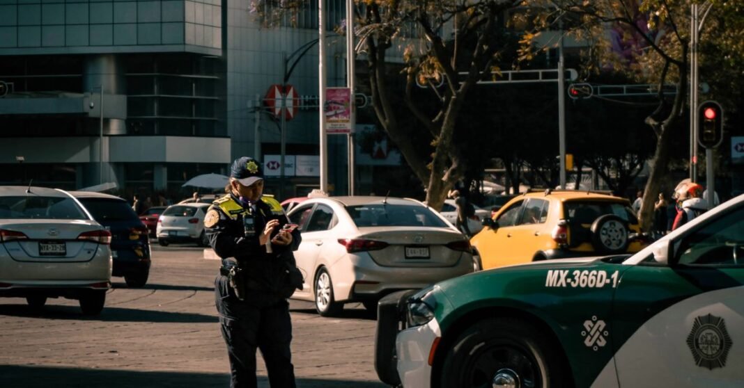 Hoy No Circula del 28 de agosto: estos vehículos descansan este viernes en CDMX y Edomex Coches y peatones en una calle urbana concurrida en Ciudad de México, bordeada de árboles y edificios.