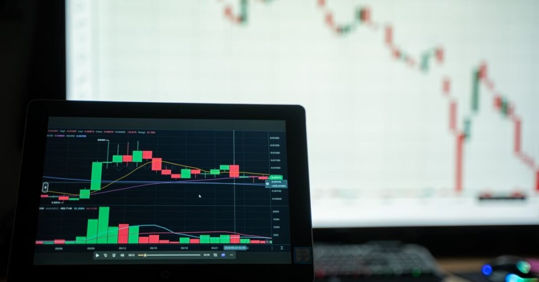 México registró 3,124 ataques cibernéticos semanales en el tercer trimestre de 2024: Check Point Primer plano de un ordenador portátil que muestra gráficos del mercado de criptomonedas en un entorno de negociación.