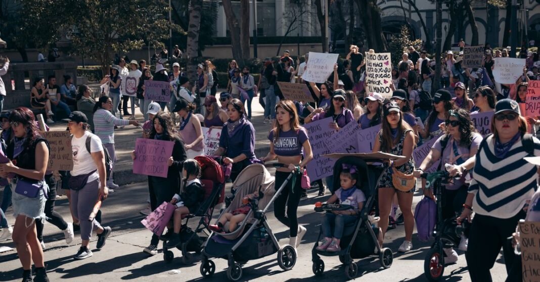 Colectivos de familias proponen plan nacional para reforzar la identificación de personas desaparecidas en México Madre e hija sosteniendo carteles de protesta en Ciudad de México, abogando por la seguridad y derechos.
