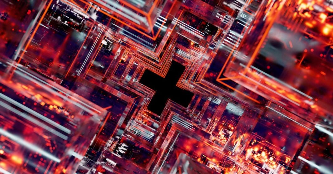 UAM presenta un decálogo ético para regular el uso de inteligencia artificial en su comunidad Explora el mundo vibrante y dinámico de una matriz digital futurista con elementos brillantes.